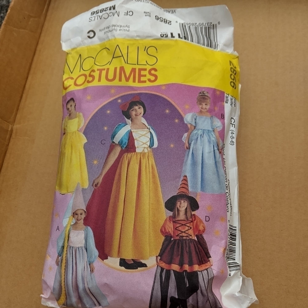 McCall's Sewing Pattern M2856 Girls Rapunzel Cinderella Snow White Witch 4-6